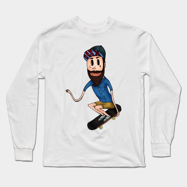 Skateboard Hipster Long Sleeve T-Shirt by ogfx